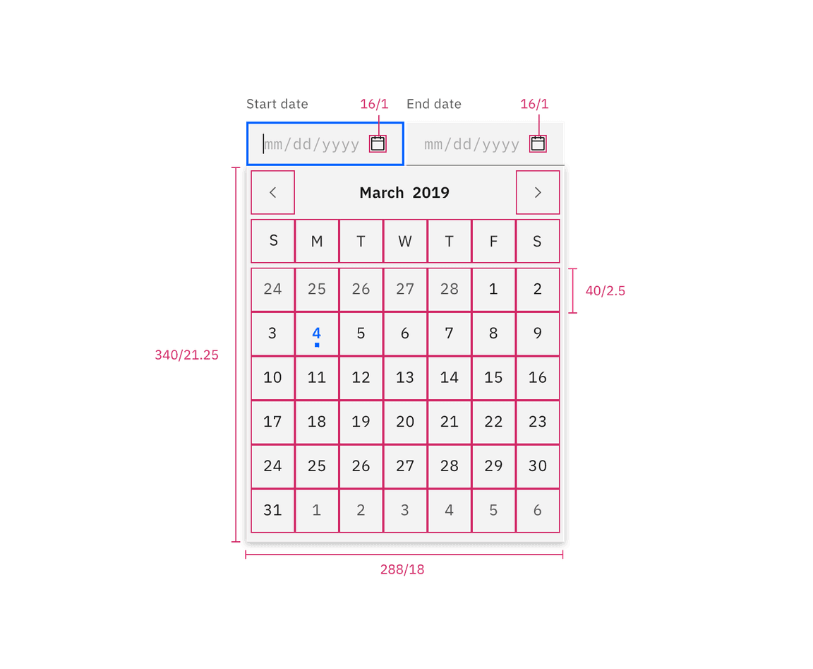 Structure for date picker